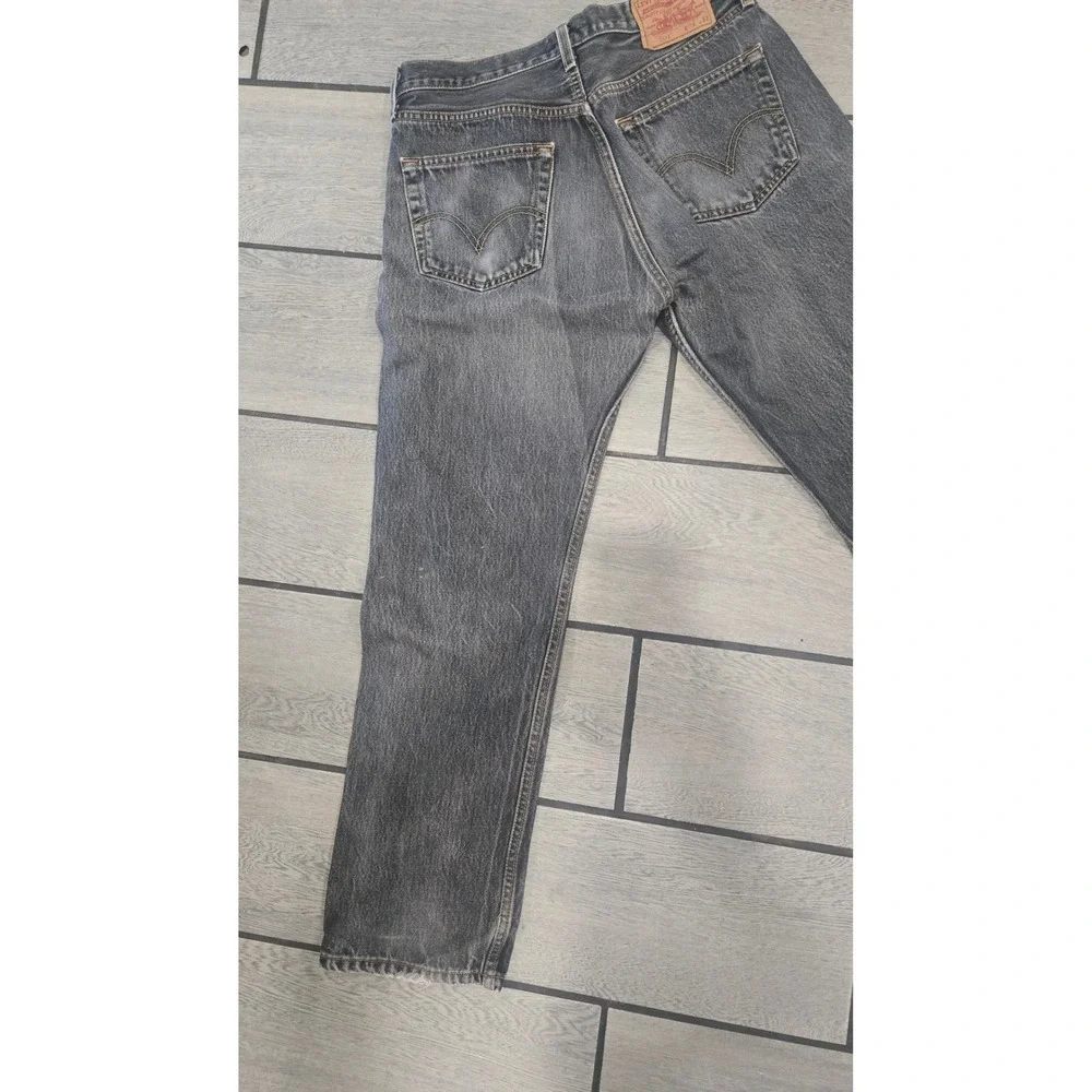 Levis 501 Original Straight Leg Jeans Mens 33x32 Faded Black Denim Button Fly